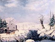 George Henry Durrie Winter in New England oil